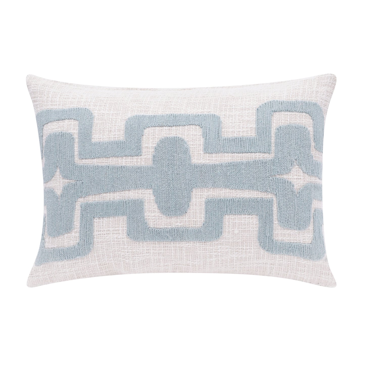 20" Ocean Blue and Ivory Cotton Throw Pillow