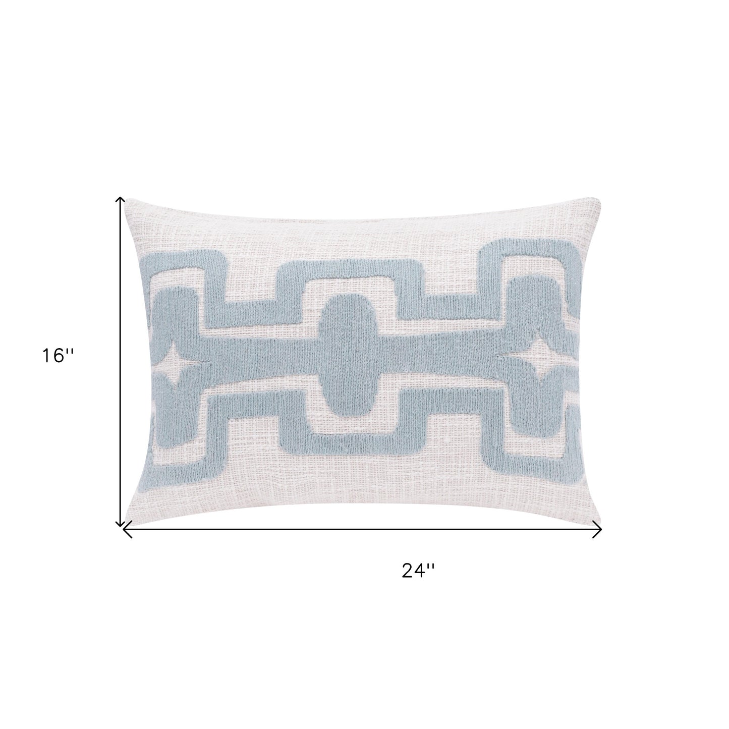 20" Ocean Blue and Ivory Cotton Throw Pillow