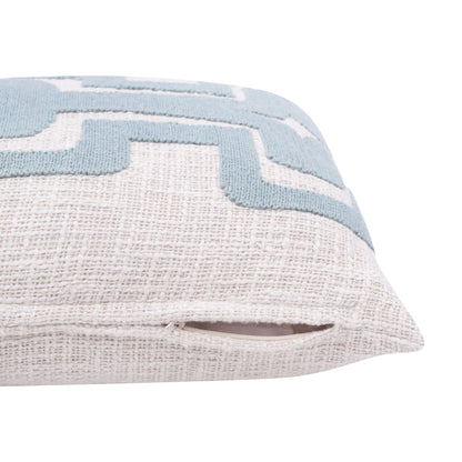 20" Ocean Blue and Ivory Cotton Throw Pillow