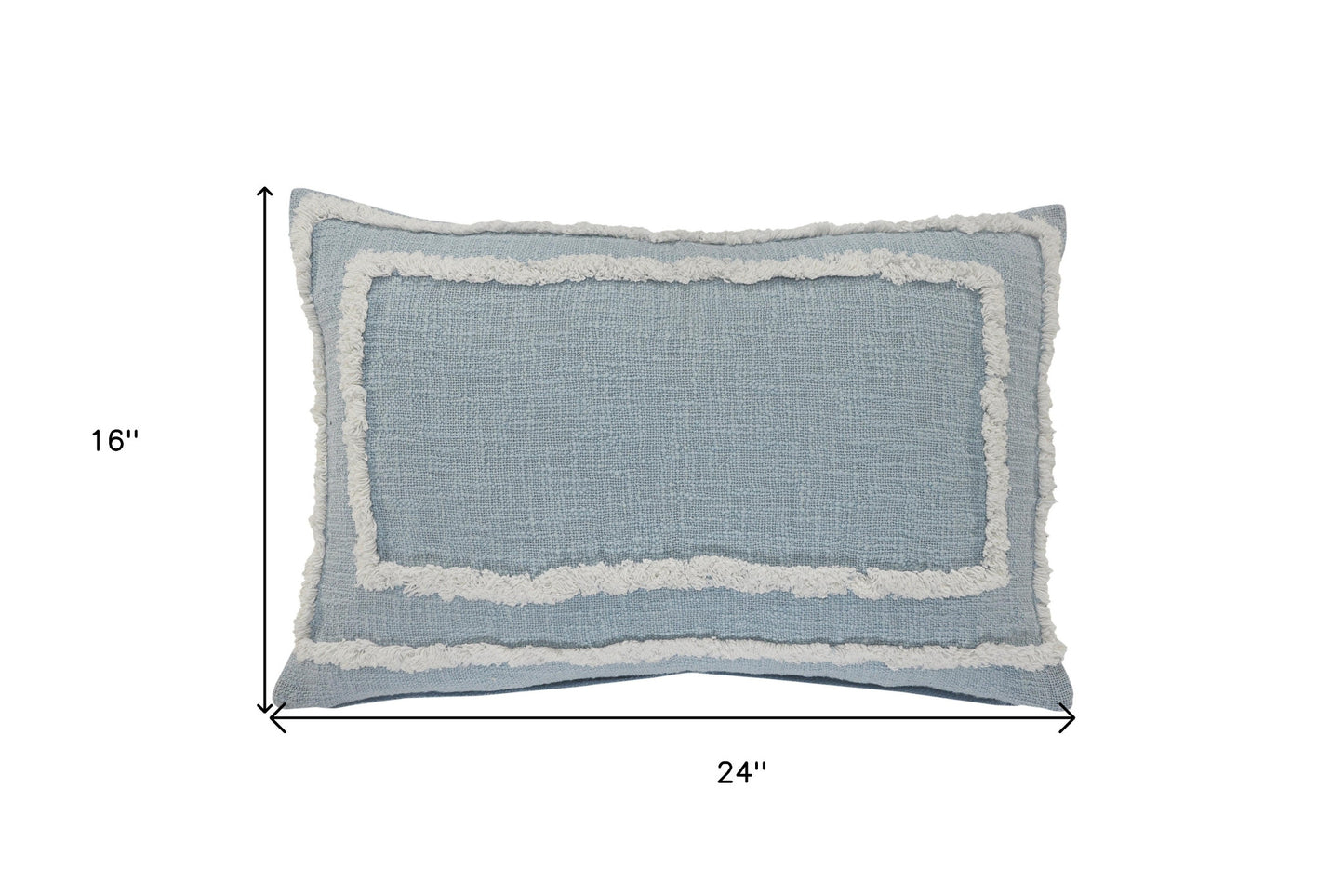 20" X 20" Sky Blue And White 100% Cotton Geometric Zippered Pillow