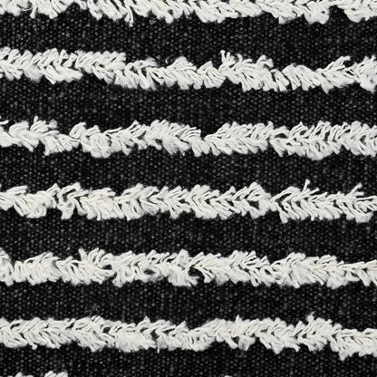 20" X 20" Black And Cream 100% Cotton Striped Zippered Pillow