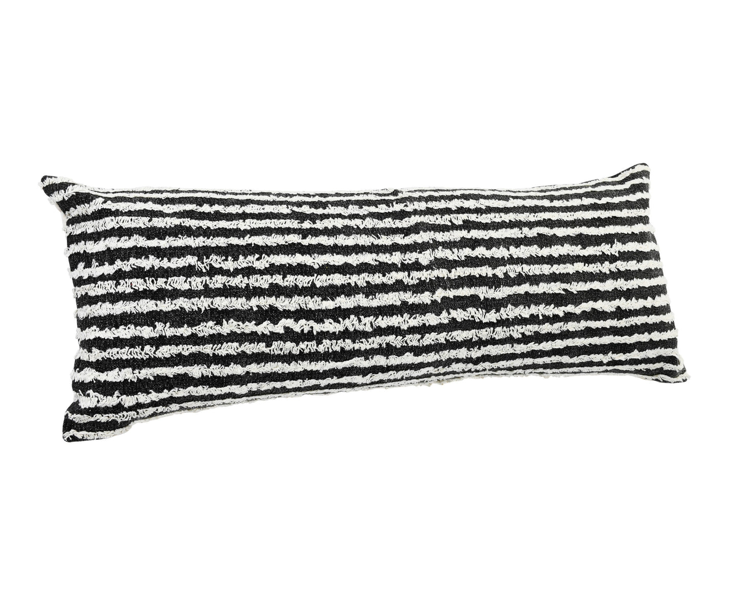 20" X 20" Black And Cream 100% Cotton Striped Zippered Pillow