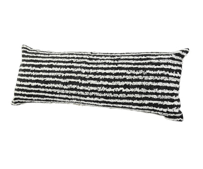 20" X 20" Black And Cream 100% Cotton Striped Zippered Pillow