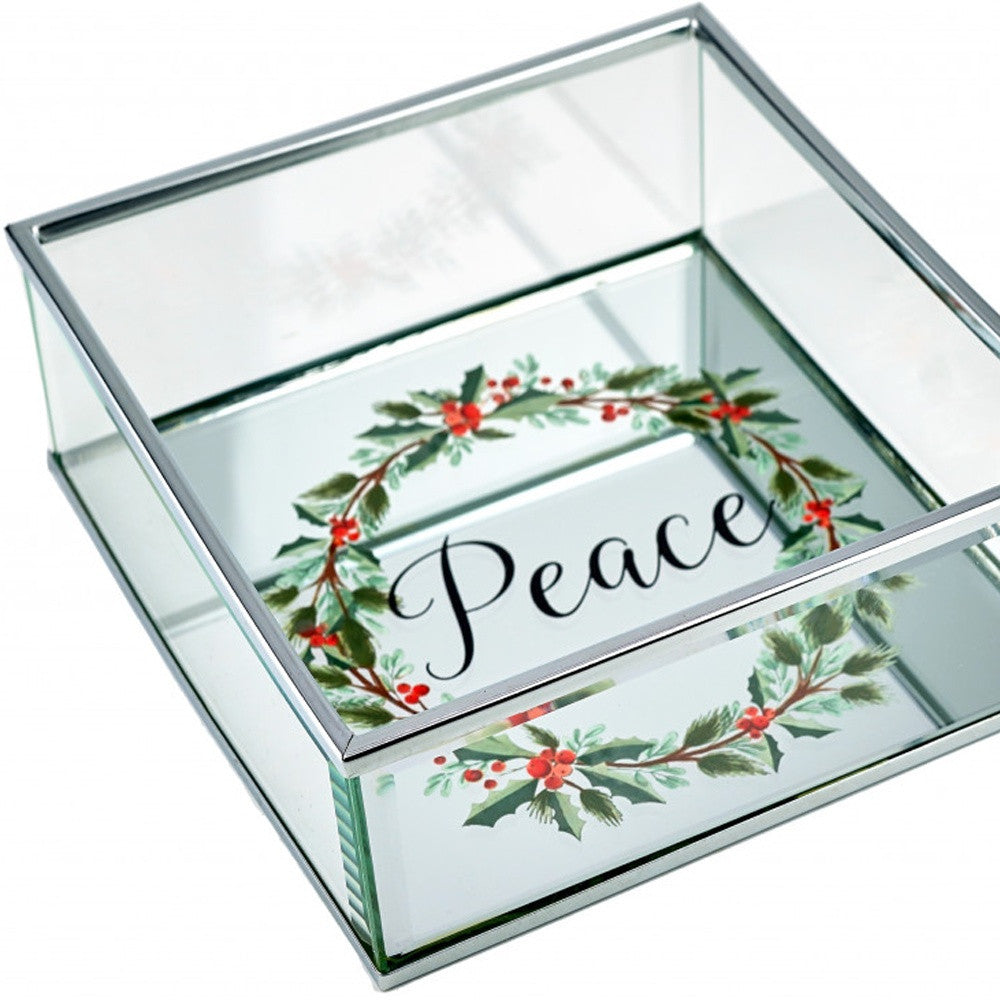 6" Christmas Wreath Peace Vanity Tray