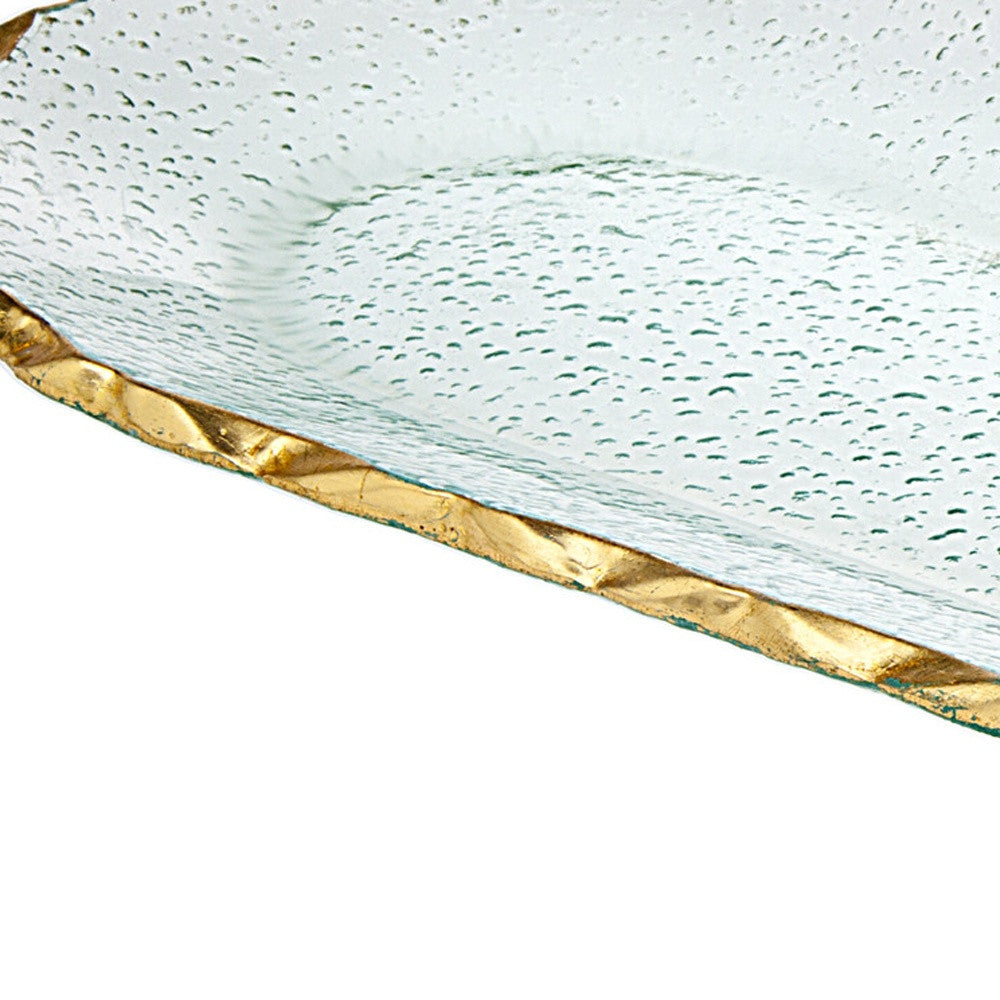 18" Clear and Gold Oval Crystal Serving Tray