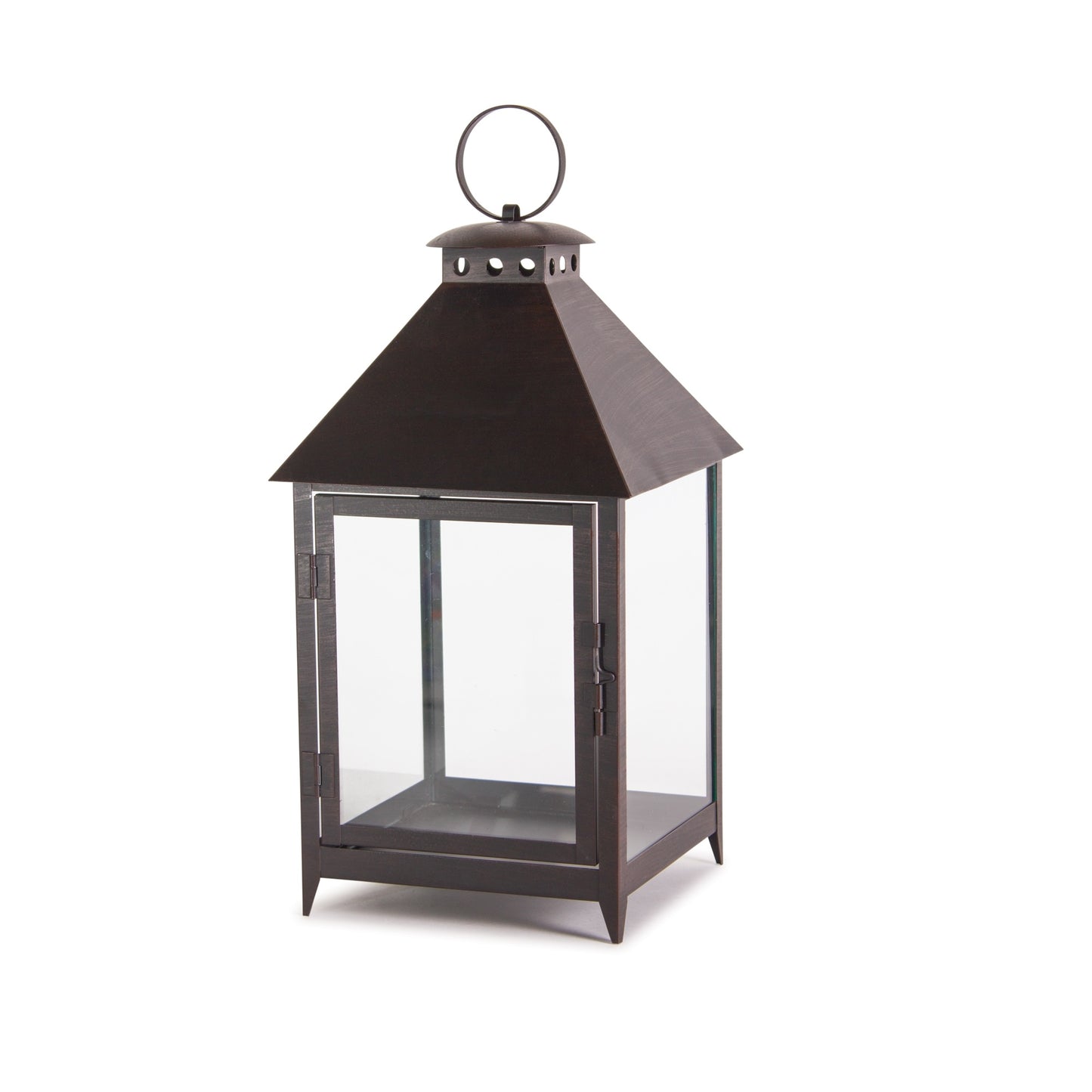 Set Of Two Black Flameless Floor Lantern Candle Holder