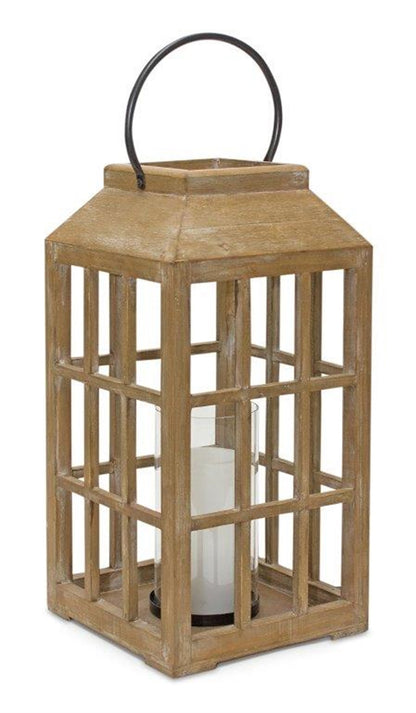 18" Black Flameless Floor Lantern Candle Holder