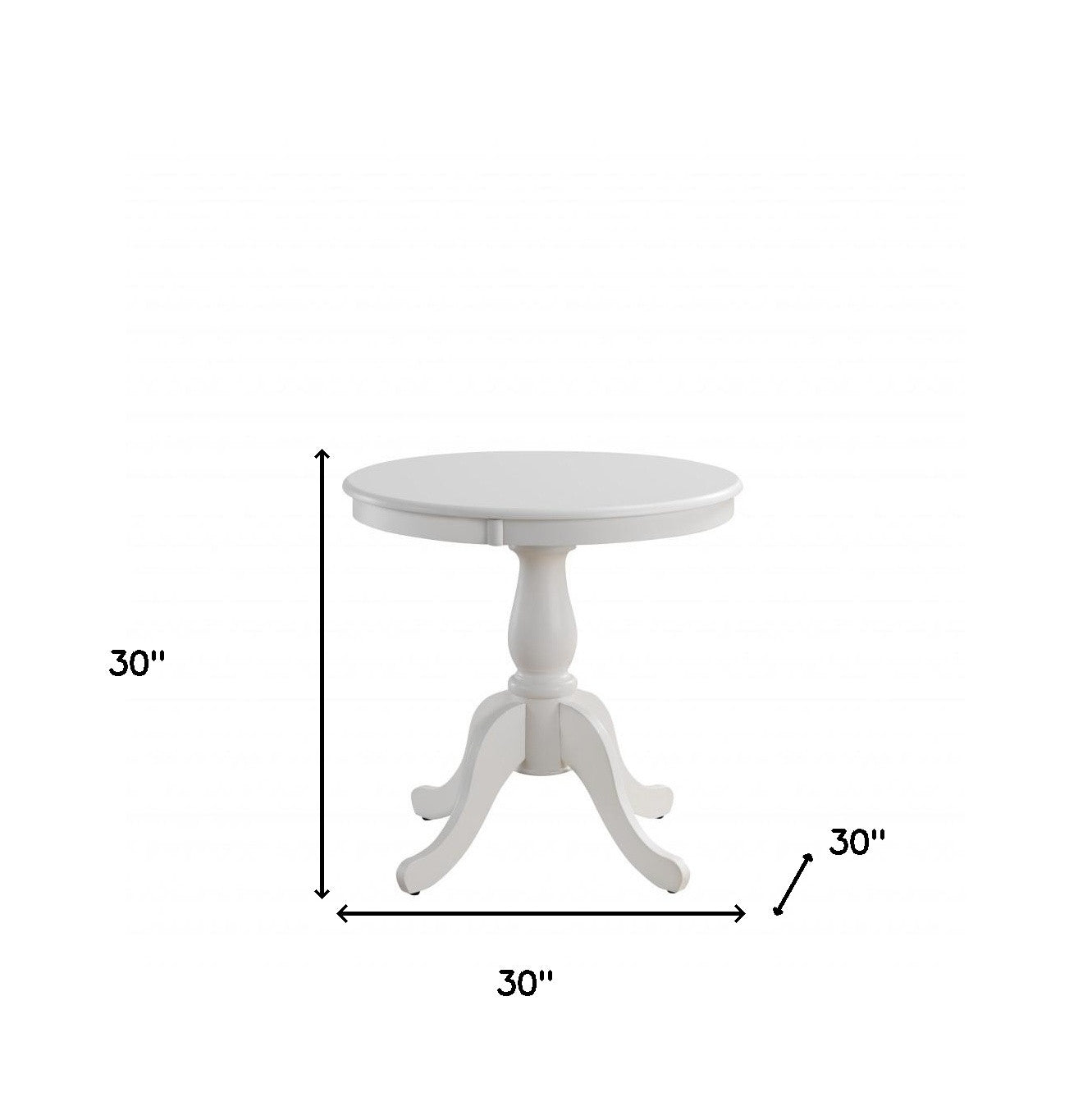 30" White Rounded Solid Manufactured Wood Pedestal Base Dining Table