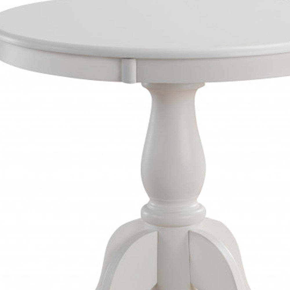 30" White Rounded Solid Manufactured Wood Pedestal Base Dining Table