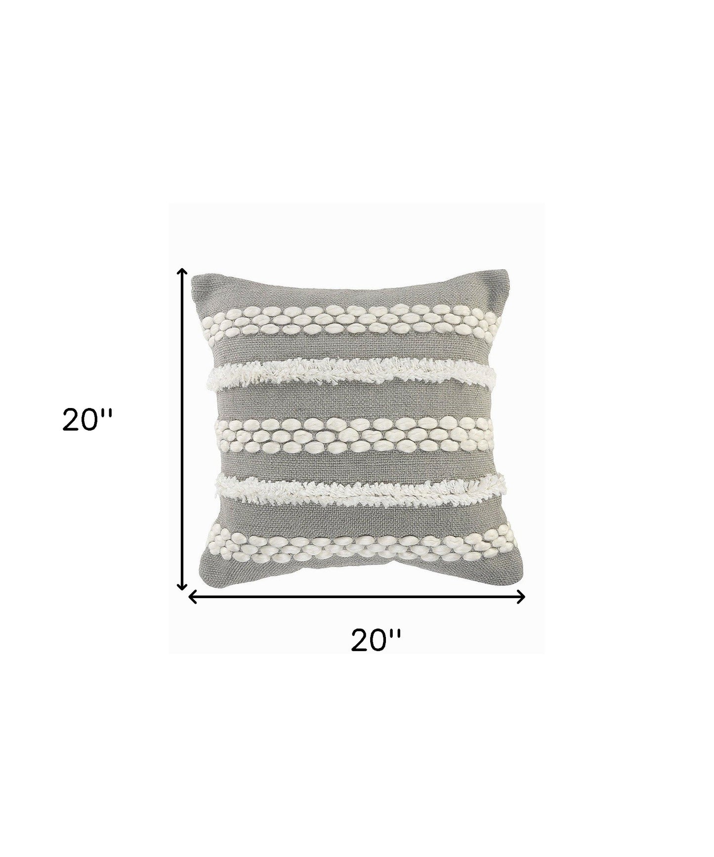 20" Gray and White Geometric Indoor Outdoor Throw Pillow With Texture