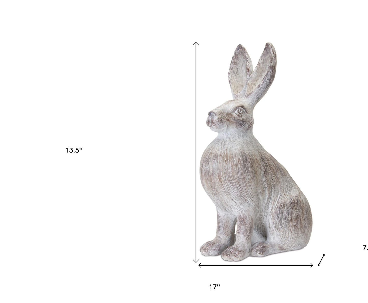 Set of Two 17" White Washed Polyresin Rabbit Figurine Tabletop Sculpture