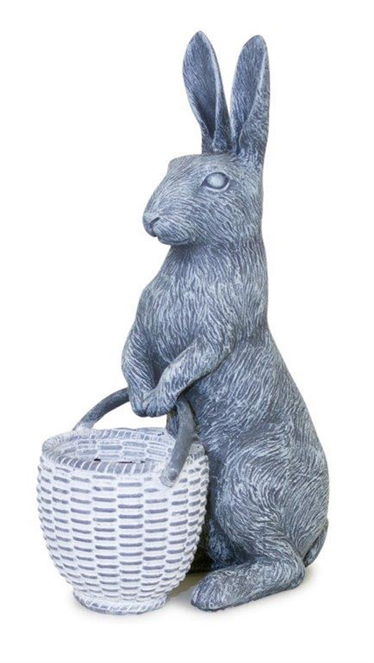 11" Gray and White Polyresin Rabbit Figurine