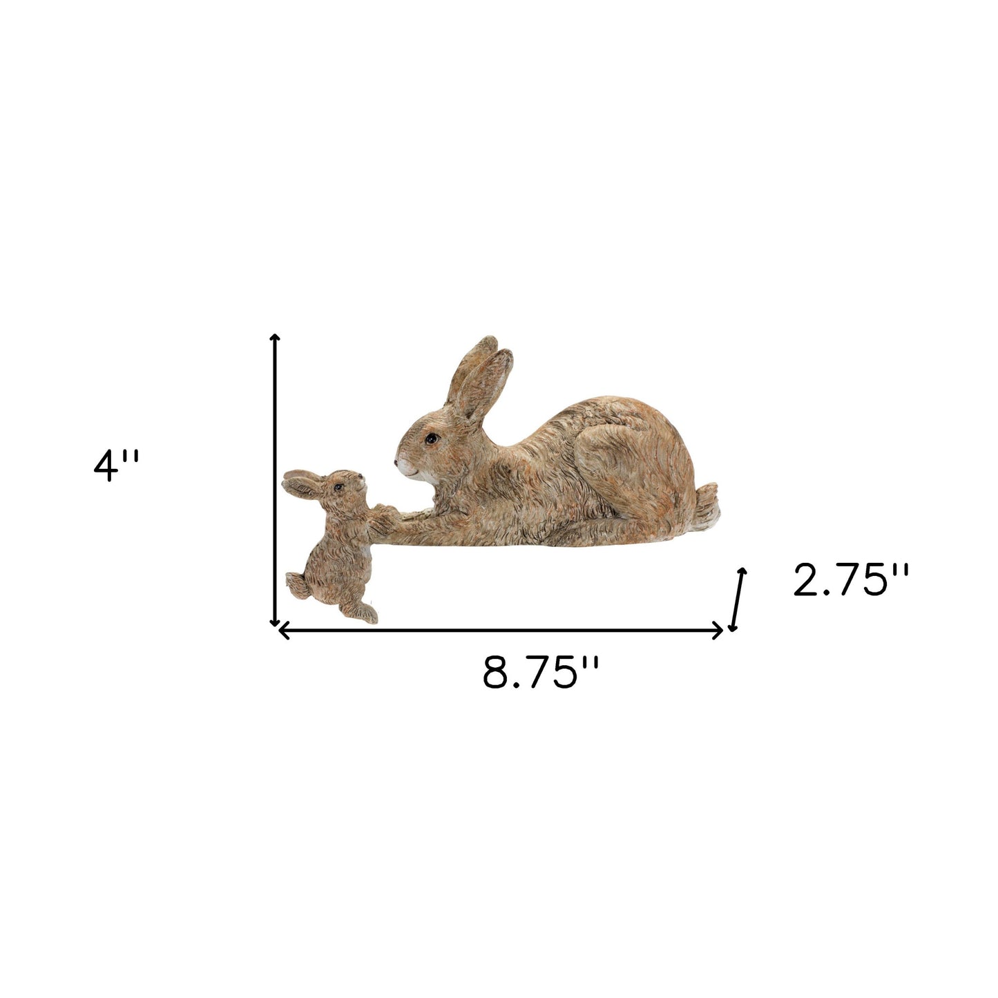 Set Of Two 4" Brown and White Polyresin Rabbit Figurine