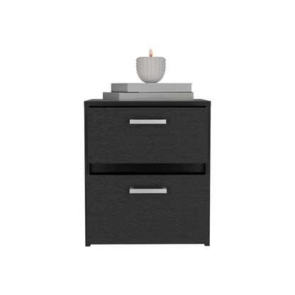 19" Black Two Drawer Nightstand