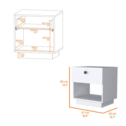 20" White One Drawer Nightstand With Integrated Tech