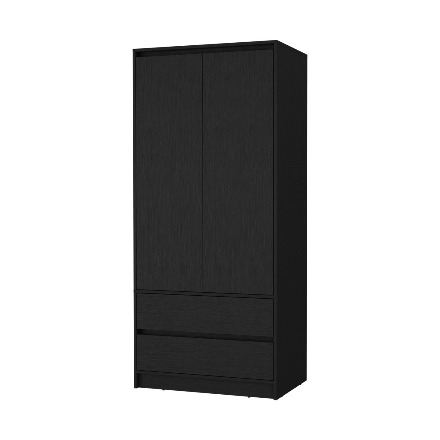 32" Black Accent Cabinet Soft Close With Multiple Shelves And Three Drawers