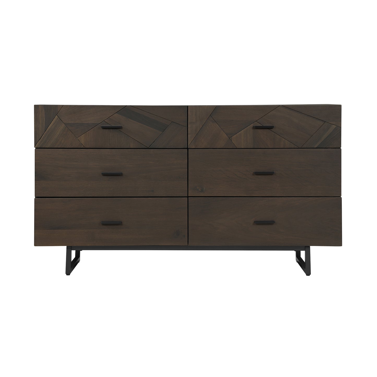 60" Dark Brown Solid Wood Six Drawer Double Dresser