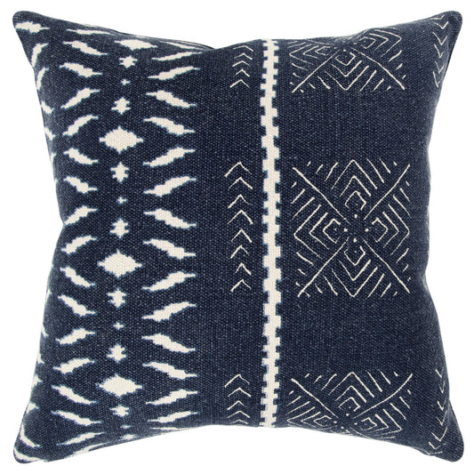 20" Blue and White Cotton Pillow