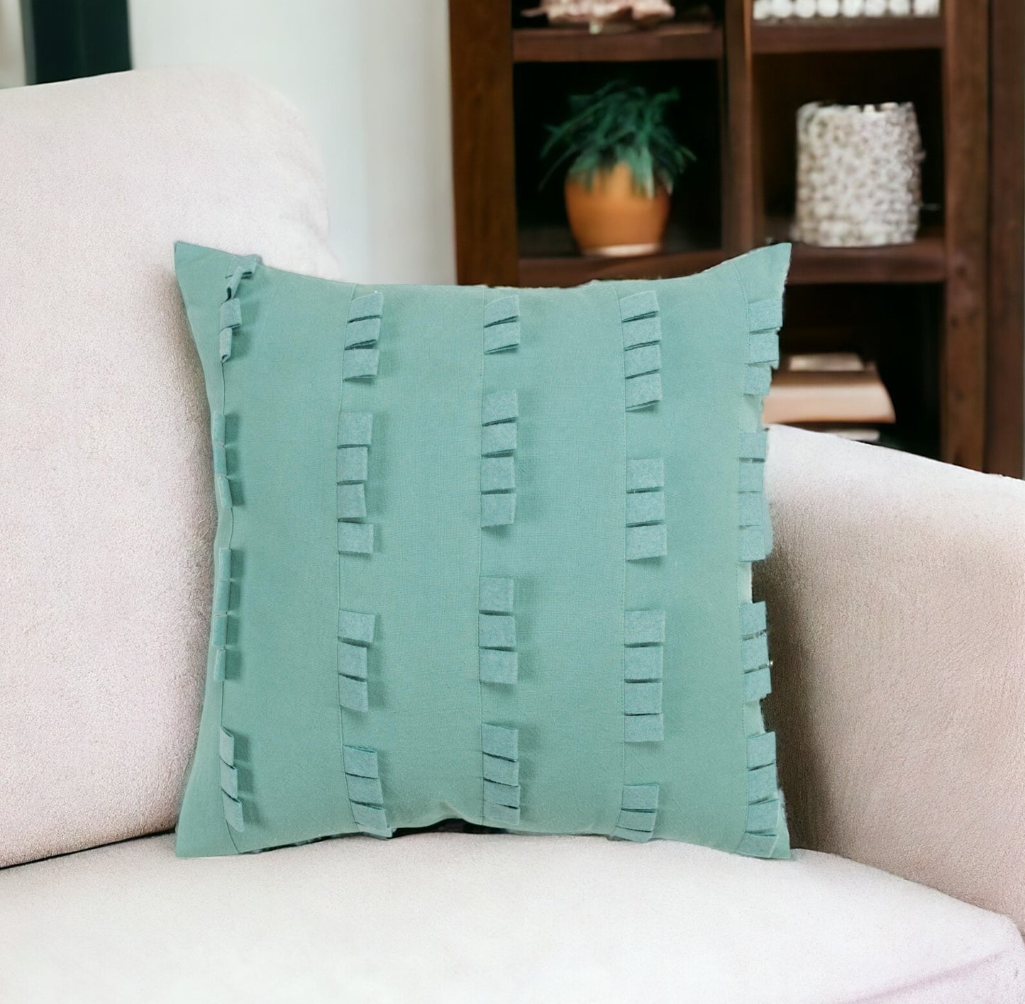 20" Aqua Striped Cotton Throw Pillow