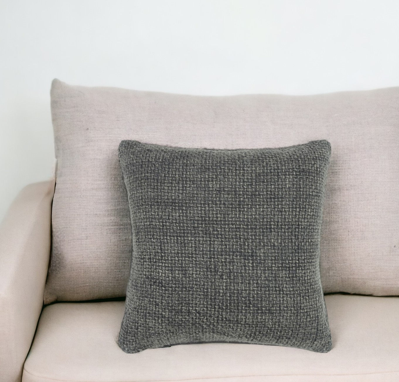 20" Gray Weave Cotton Blend Throw Pillow