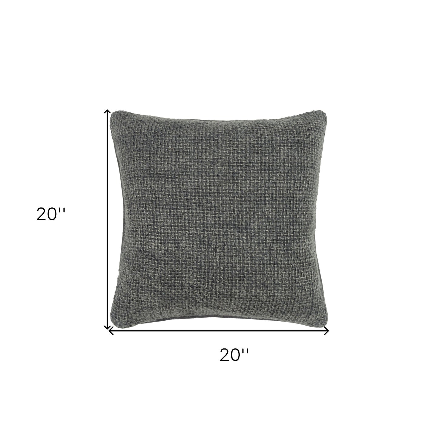 20" Gray Weave Cotton Blend Throw Pillow