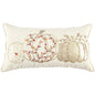 14" X 14" Gold and Ivory Thanksgiving Pumpkin Abstract Cotton Throw Pillow With Embroidery, Beads, Pom Poms