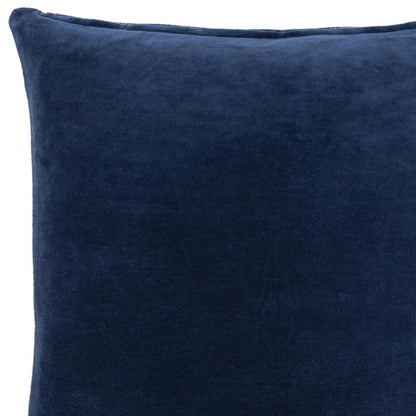 22" Blue Cotton Blend Throw Pillow