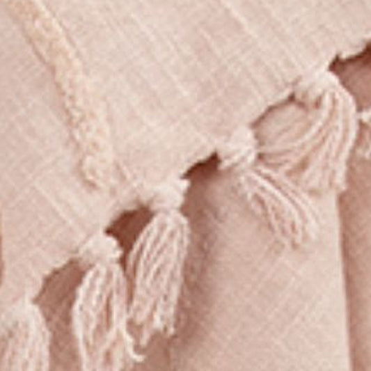 Blush Woven 100% Woven Textured Cotton Floral Throw Blanket