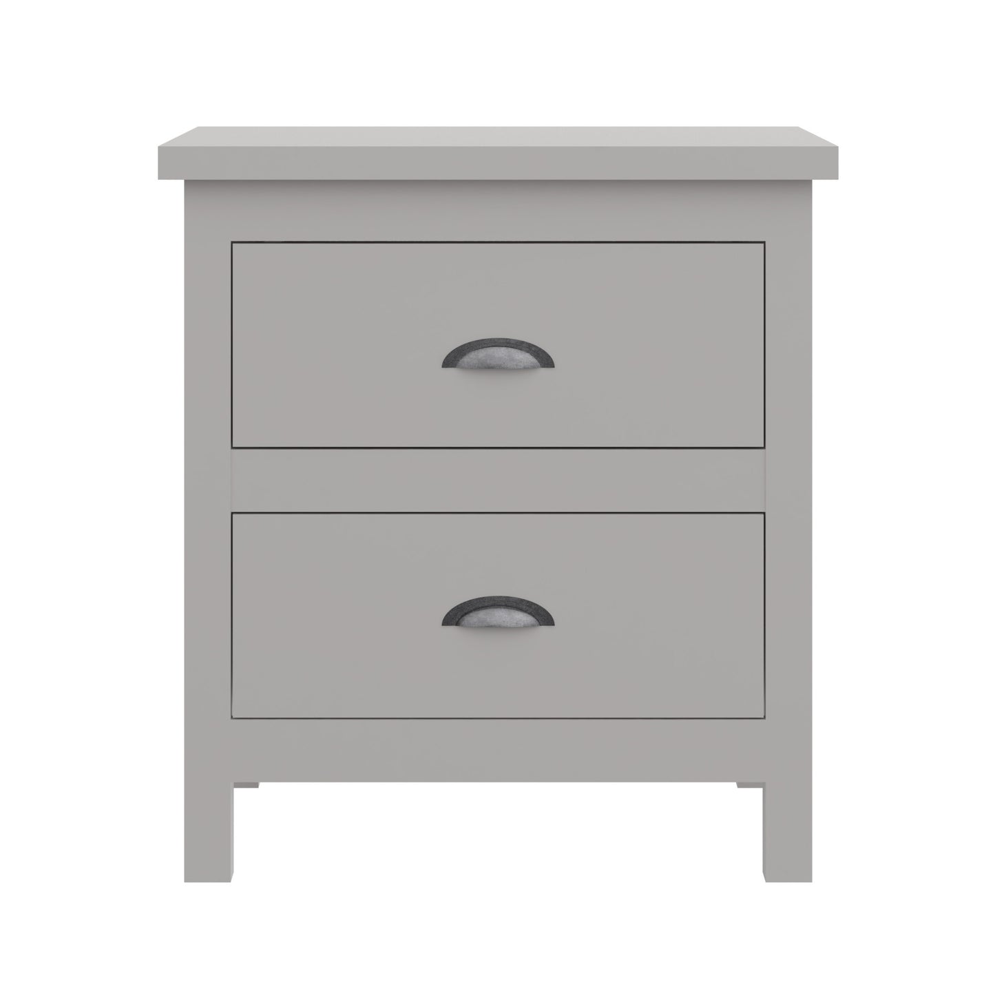 16" Gray Two Drawer Solid Wood Nightstand