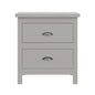 16" Gray Two Drawer Solid Wood Nightstand