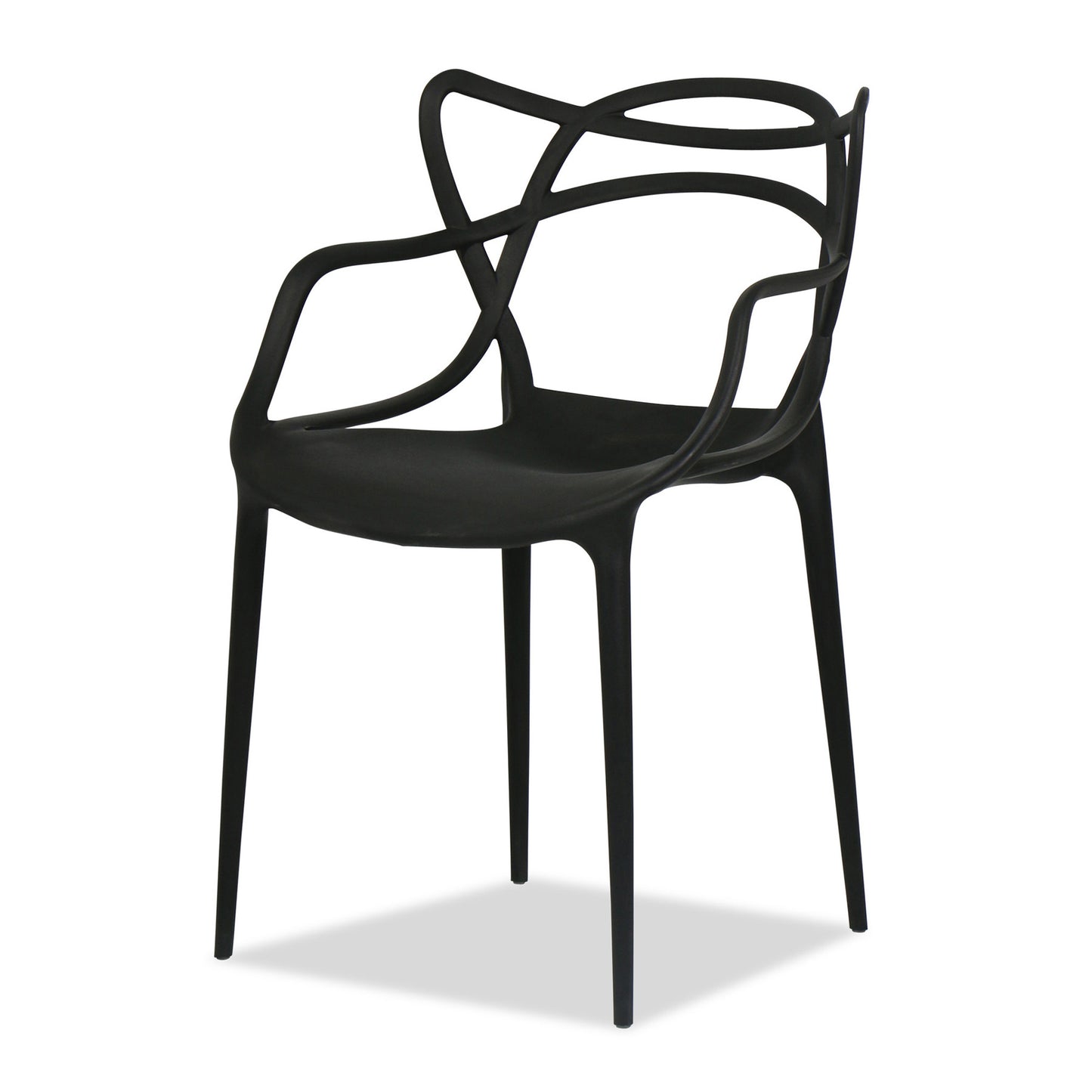 22" Black Heavy Duty Plastic Indoor Outdoor Dining Chair