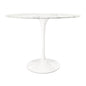 40" White Rounded Stone And Metal Pedestal Base Dining Table