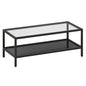 45" Clear And Black Glass And Steel Coffee Table With Shelf