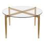 36" Clear And Gold Glass And Steel Round Coffee Table