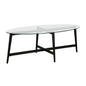 50" Clear And Black Glass And Steel Oval Coffee Table