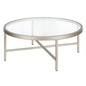 36" Silver Glass And Steel Round Coffee Table