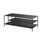 46" Black Steel Coffee Table With Two Shelves