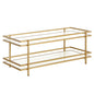 45" Gold Glass And Steel Coffee Table With Shelf