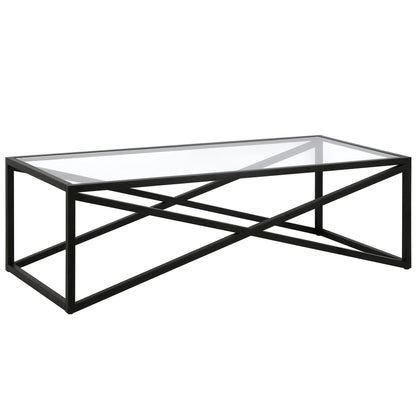 54" Black Glass And Steel Coffee Table