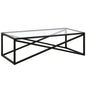 54" Black Glass And Steel Coffee Table