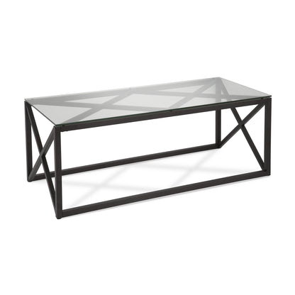 46" Black Glass And Steel Coffee Table