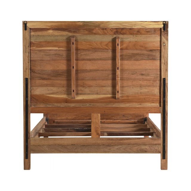 Solid Reclaimed Wood Queen Brown Geometric Panel Bed