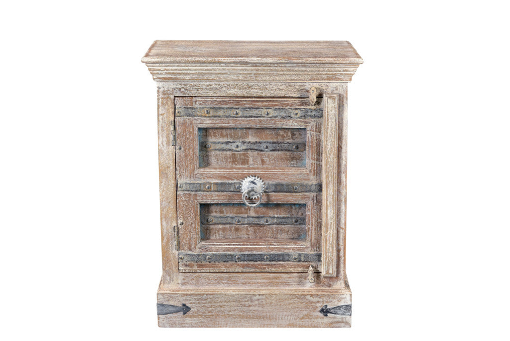 36" Distressed White Solid Wood Nightstand