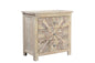 30" Distressed White Three Drawer Starburst Pattern Solid Wood Nightstand