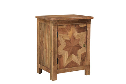 28" Brown Starburst Geometric Solid Wood Nightstand