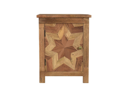 28" Brown Starburst Geometric Solid Wood Nightstand