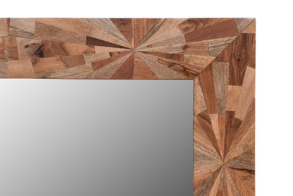 46" Brown Solid Wood Geometric Starburst Framed Accent Mirror