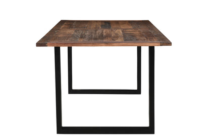 78" Dark Brown And Black Solid Wood Sled Base Dining Table