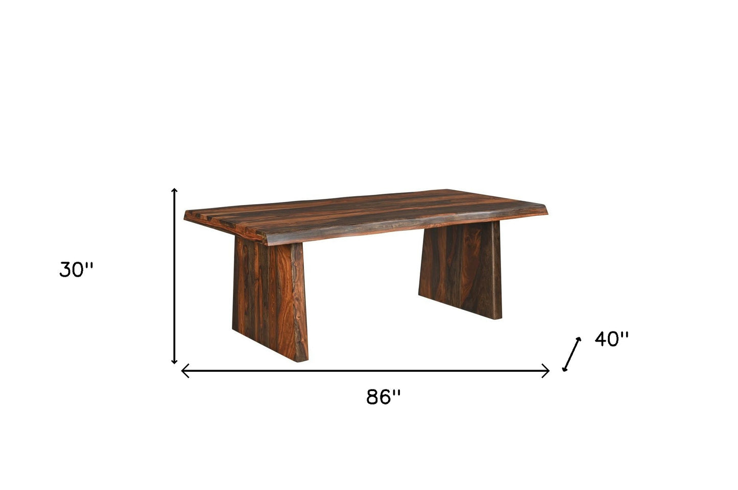 86" Dark Brown Solid Wood Dining Table