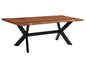 81" Brown And Black Solid Wood And Metal Trestle Base Dining Table